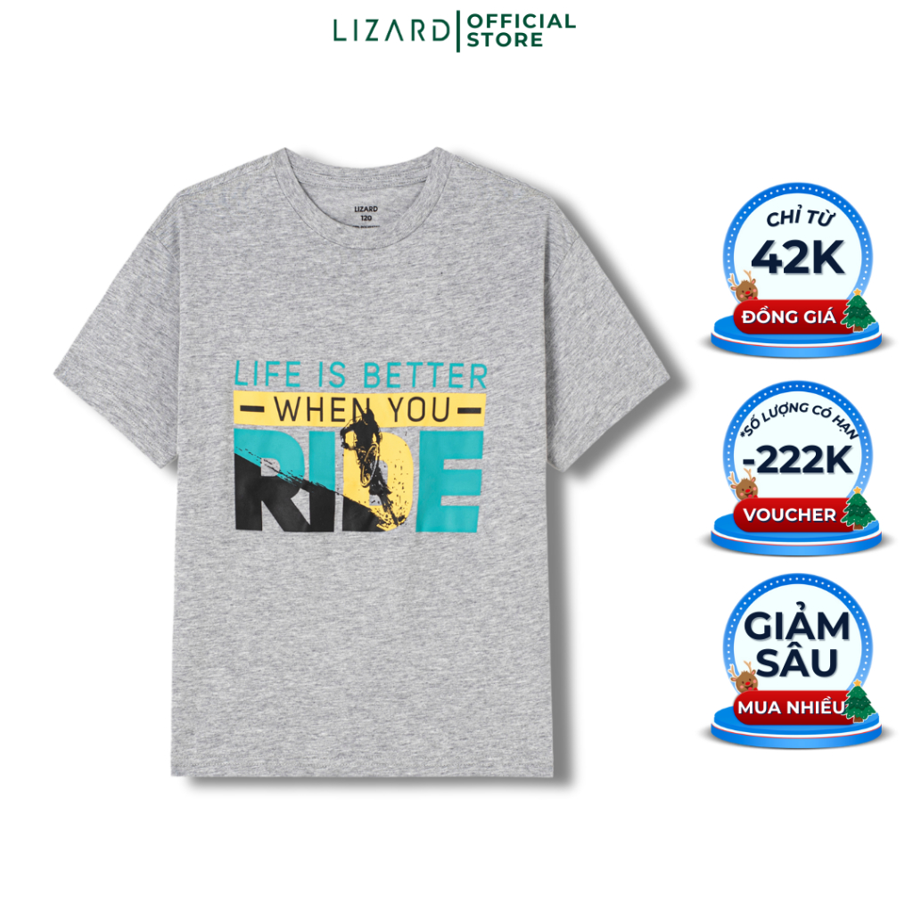 Áo thun bé trai Lizard cotton họa tiết RIDE - 4SS23TS006