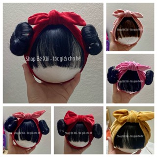 [NHUNG] MŨ TURBAN tóc giả cho bé, nón turban tóc giả bé gái, mũ turban trùm đầu gắn tóc cho bé sơ sinh 3-10kg
