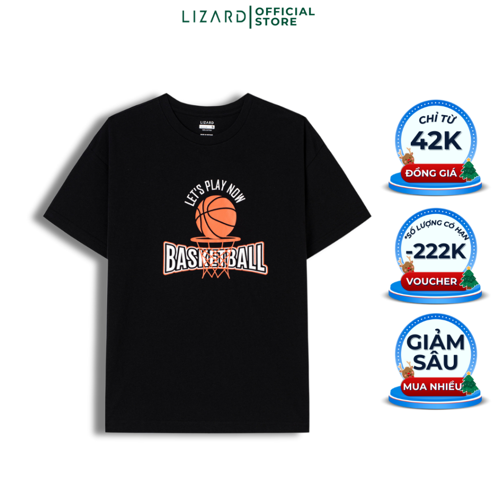 Áo thun tay ngắn bé trai Lizard cotton họa tiết bóng rổ Basketball - 4SS23TS006 H23