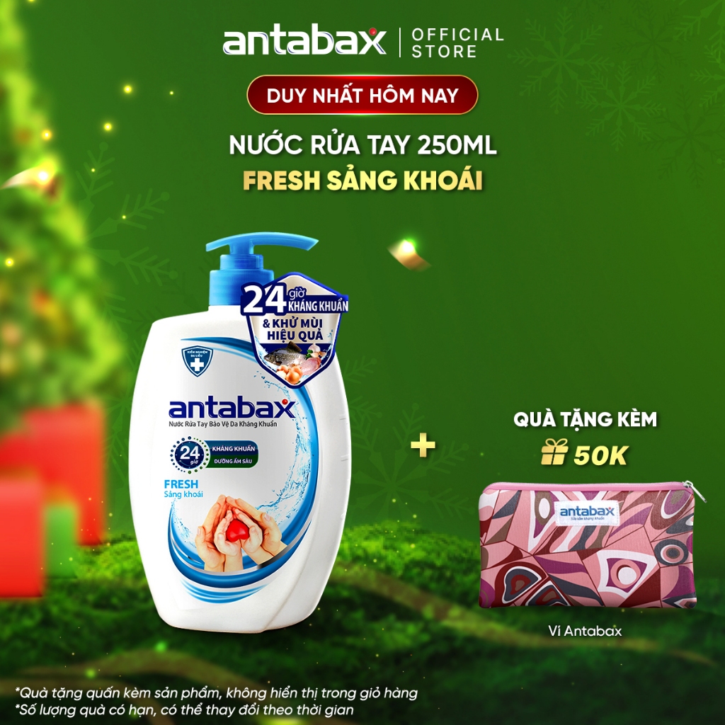 Nước Rửa Tay Bảo Vệ Da Kháng Khuẩn Antabax Fresh Sảng Khoái 250ml