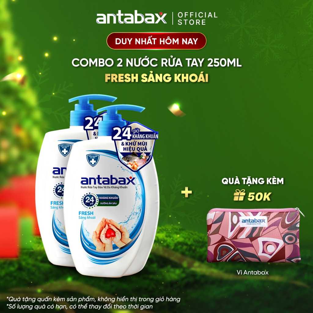 Combo 2 Nước Rửa Tay Bảo Vệ Da Kháng Khuẩn Antabax Fresh Sảng Khoái 250ml