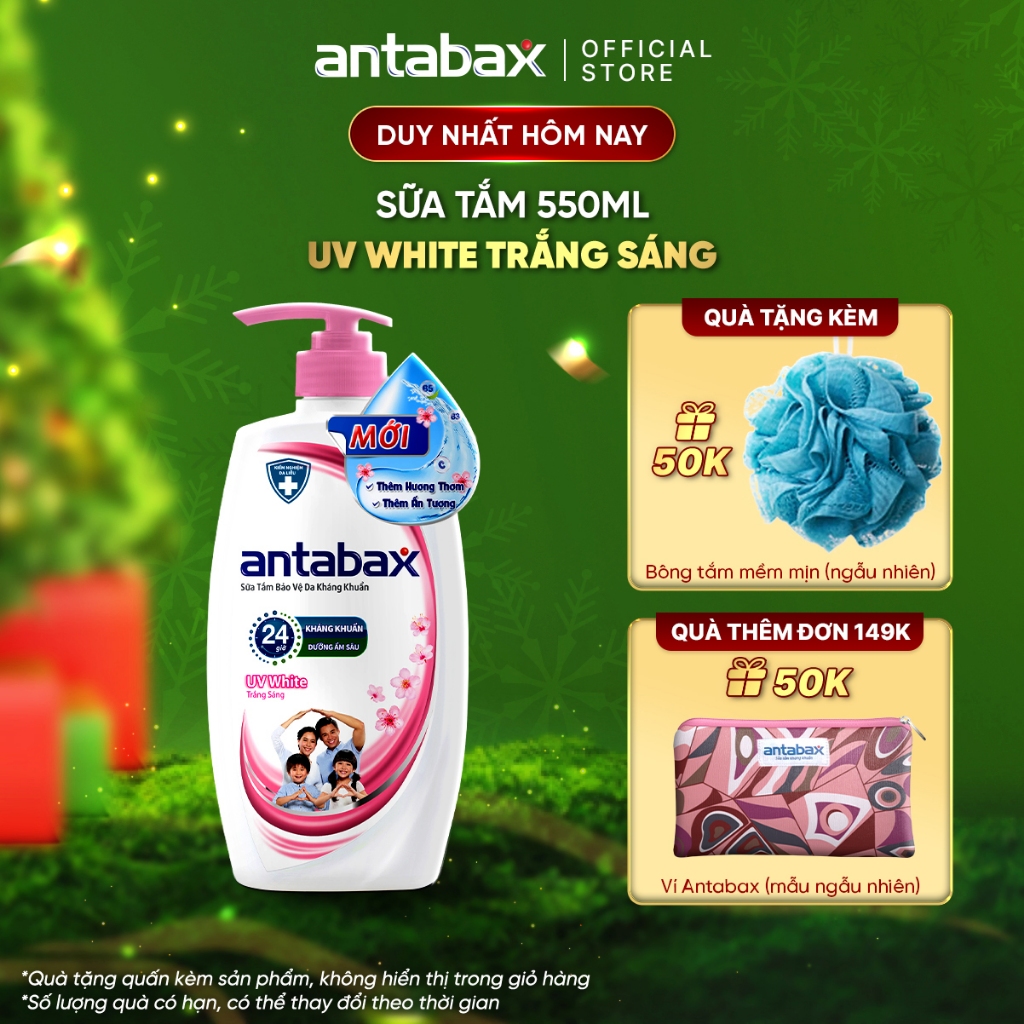 Sữa Tắm Bảo Vệ Da Kháng Khuẩn Antabax UV White Trắng Sáng 550ml