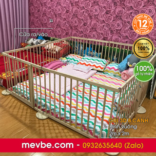 Quây cũi gỗ 8 cánh, cũi 3d, rào chắn trẻ em mẹ vì bé