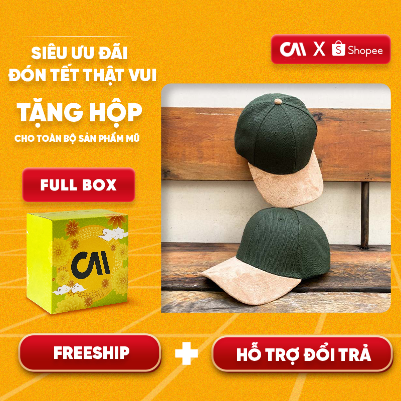 Mũ lưỡi trai màu rêu nâu CAPMAN dáng thể thao CM96