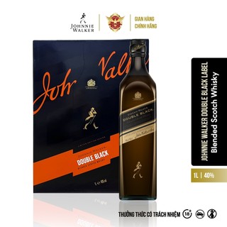 Hộp quà rượu johnnie walker double black label blended scotch whisky 40% 1l - vị khói đậm đà & mạnh mẽ