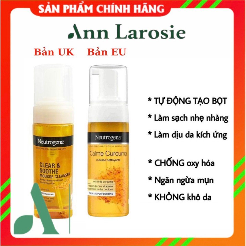 Sữa rửa mặt tạo bọt Neutrogena Nghệ Calme Curcuma sáng da, mờ thâm 150ML