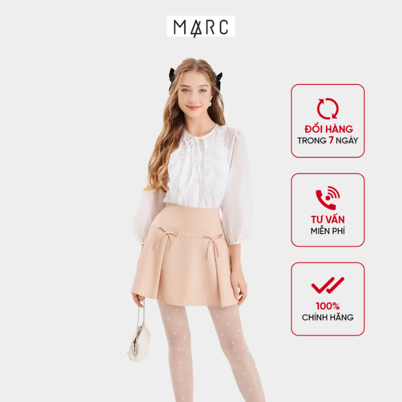 Váy Kiểu Nữ Mini Lưng Liền MARC FASHION Xếp Li Đính Nơ - TRQT101523