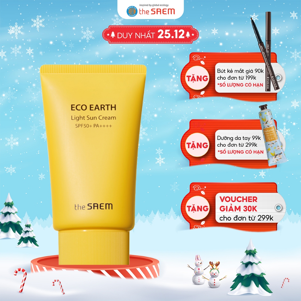 [CẬN DATE 06/2024] Kem Chống Nắng Ngăn Ngừa Tia UVA và UVB Sắc Trắng The Saem Eco Earth Light Sun Cream 50g