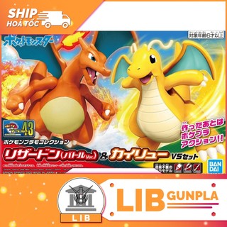Mô hình lắp ráp Bandai Pokemon Pokepla - Charizard Battle Ver & Dragonite VS Set