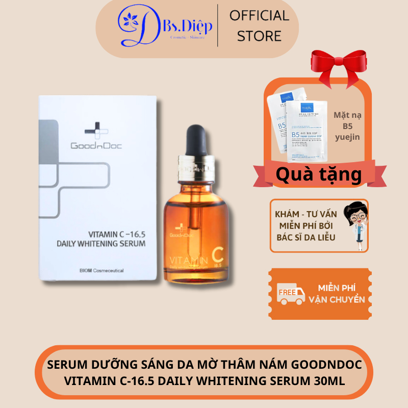Serum dưỡng sáng mờ thâm nám Goodndoc Vitamin C-16.5 Daily Whitening Serum