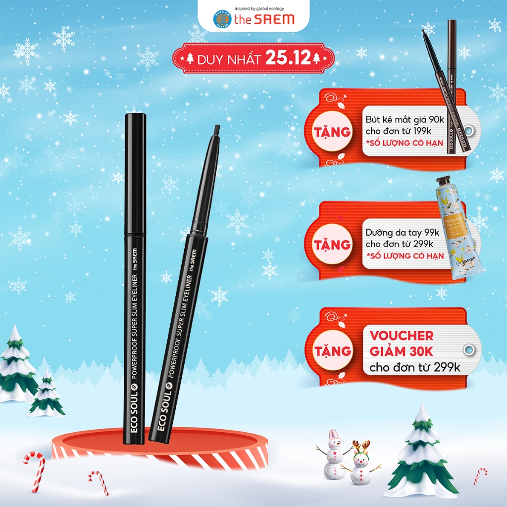 Bút Kẻ Mắt Chống Nước The Saem Eco Soul Powerproof Super Slim Eyeliner (0.1g)