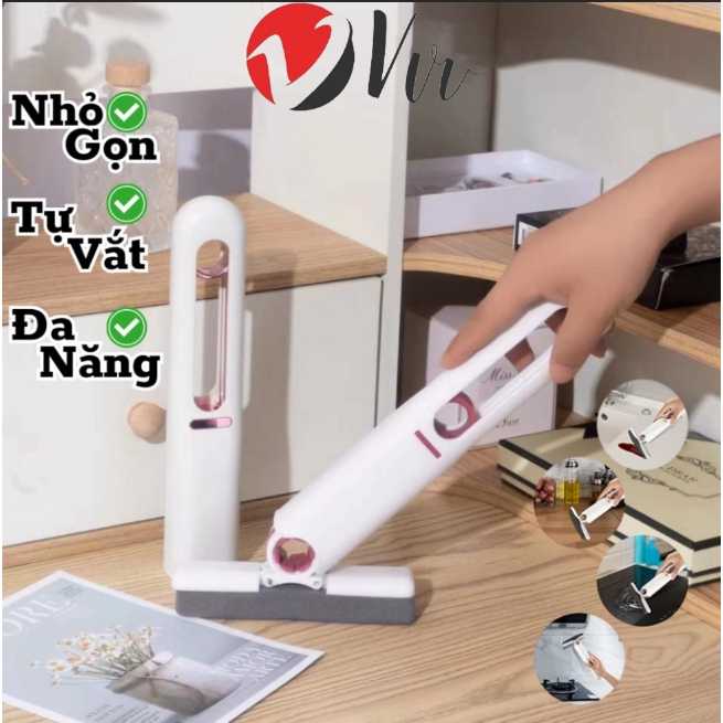 Cây Lau Bếp Tự Vắt Mini Mop Đa Năng Dụng Cụ Lau Kính Oto Chổi Vệ Sinh Nhà Tắm Bàn Làm Vệc Gấp Gọn Thông Minh HOT HOT HOT