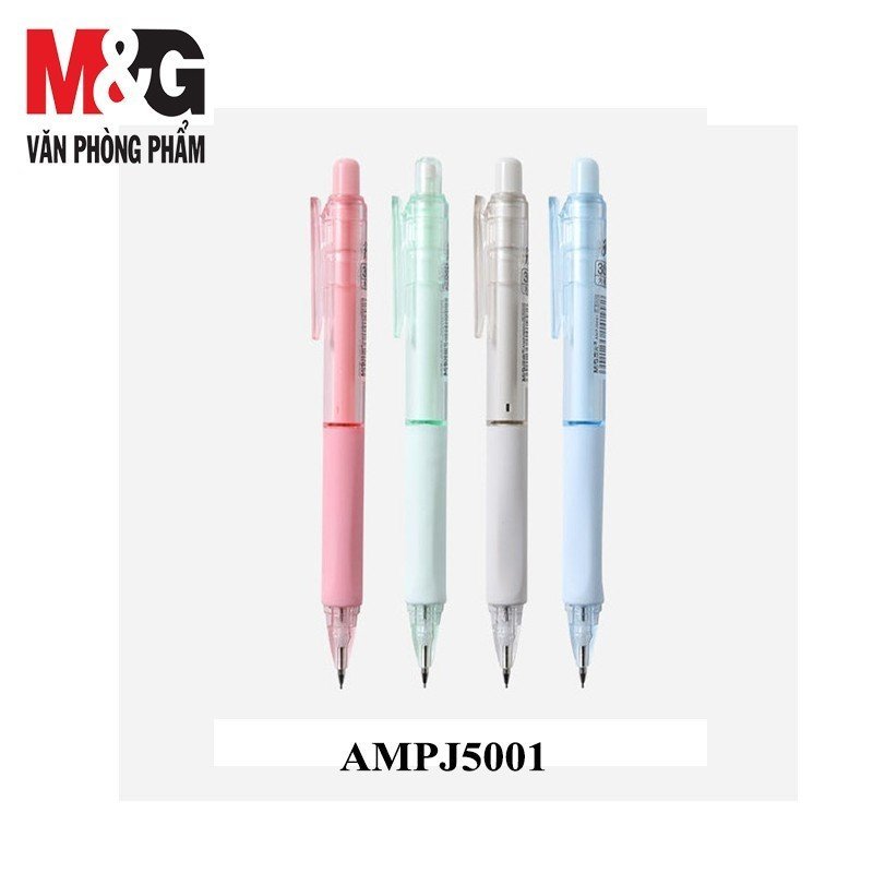 Chì bấm M&G AMPJ5001/AMPJ5002 thân lùn ruột siêu dung tích có thể vô được một lúc 10 ruột chì. 1 cây