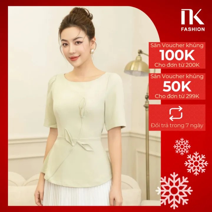 Áo Sơ Mi Peplum Hoa Chéo Thân NKSM2306001 NK Fashion Thời Trang Công Sở Nữ Trẻ trung, Dịu Dàng, Nữ Tính, Dễ Phối Đồ,