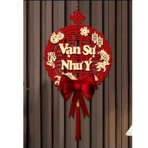 Phụ kiện treo trang trí cửa nhà dây treo chữ may mắn màu đỏ decor năm mới 🎆