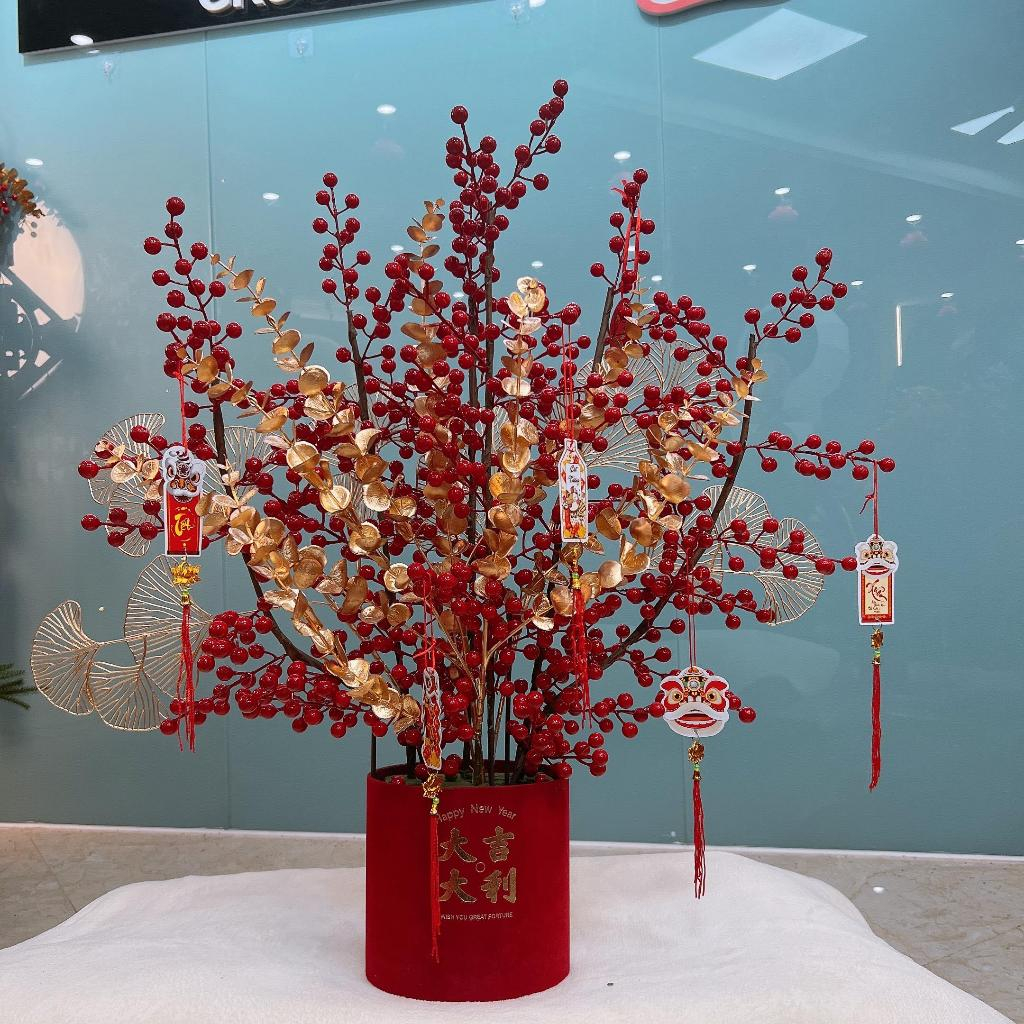 Bình Đào Đông Mix Sẵn ( Bình, Đào Đông, Xốp ) Tặng Set Thẻ Treo