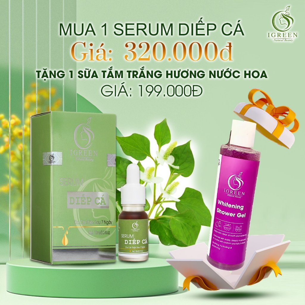 SERUM SẠCH MỤN HOÀN TOÀN - SERUM DIẾP CÁ IGREEN - BAY MỤN, THÂM, RỖ
