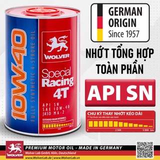 [2024] Nhớt Wolver cao cấp tổng hợp Special Racing SN 10W40 4T 1L Fully Synthetic nhập khẩu 100% Đức