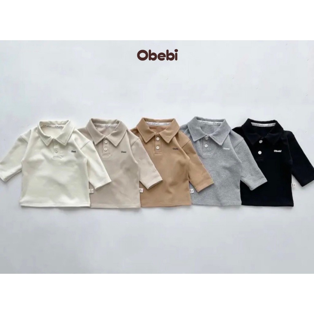 Áo Polo Dài Tay Cho Bé Chất Cotton Mềm Mịn OBEBI A320