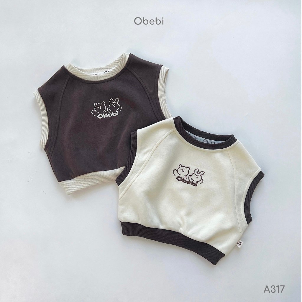 Áo Gile Cho Bé Chất Nỉ Ấm Áp Hình Gấu Đáng Yêu OBEBI A317