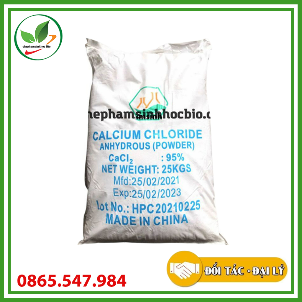Khoáng Calcium Chloride - CaCl2 Anhydrous. Cung cấp khoáng Caxi cho tôm, cá, cua. Bao 25kg