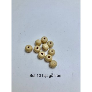 Set 10 hạt gỗ hình tròn trang trí, làm túi