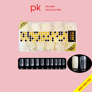Móng úp vuông nhám sẵn HSM hộp móng đủ size từ 0-9 không cần phao nhám bề mặt