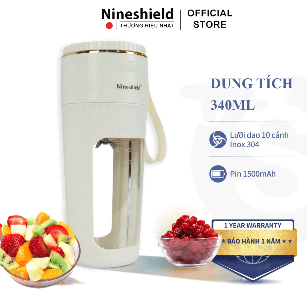 Máy xay sinh tố cầm tay tích điện Nineshield NS025 (340ML - 80W)