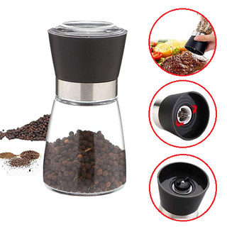 [Bí Mật Gia Truyền] Dụng Cụ Xay Tiêu Cầm Tay 2In1 Có Lưỡi Sắc Bén Thân Lọ Bằng Thủy Tinh Trong Suốt