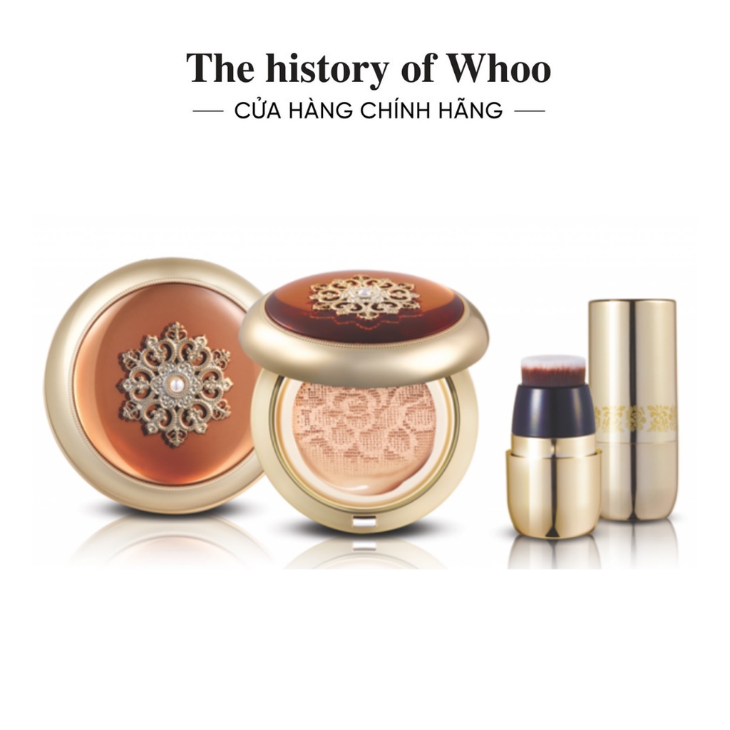 Hannah Olala x Whoo x Cushion chống lão hóa cao cấp Cheongidan Essence Cushion 15g (kèm thêm lõi 15g và Cọ đánh nền)