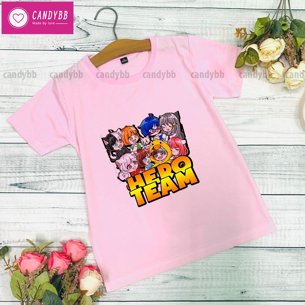 Áo thun bé gái Hero team màu hồng