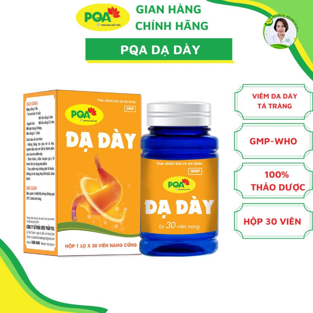 PQA Dạ dày hộp 30 viên nang hỗ trợ viêm loét dạ dày, trào ngược dạ dày, ăn uống khó tiêu. Dược phẩm PQA