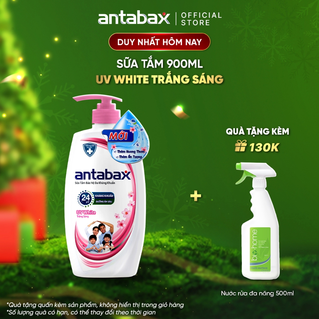 Sữa Tắm Bảo Vệ Da Kháng Khuẩn Antabax UV White Trắng Sáng 900ml