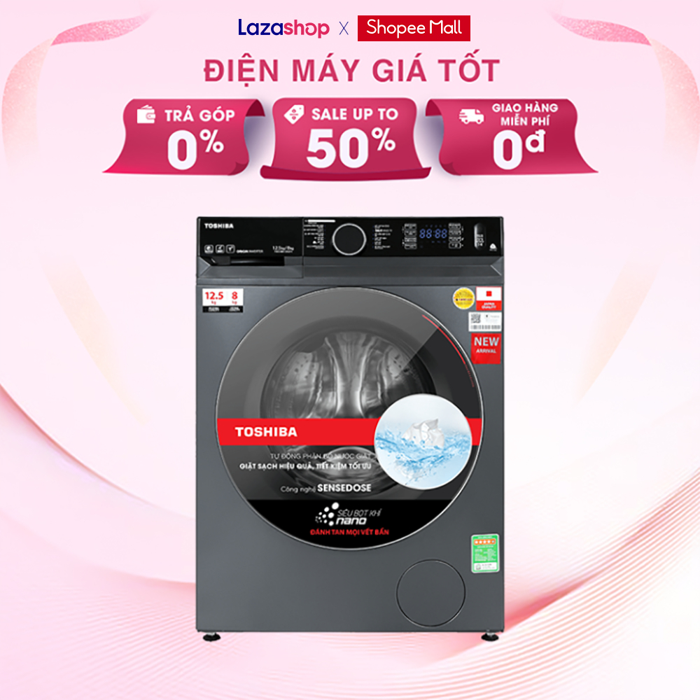 Máy giặt sấy Toshiba Inverter giặt 12.5 kg - sấy 8 kg TWD-BM135GF4V(MG) - Hàng chính hãng