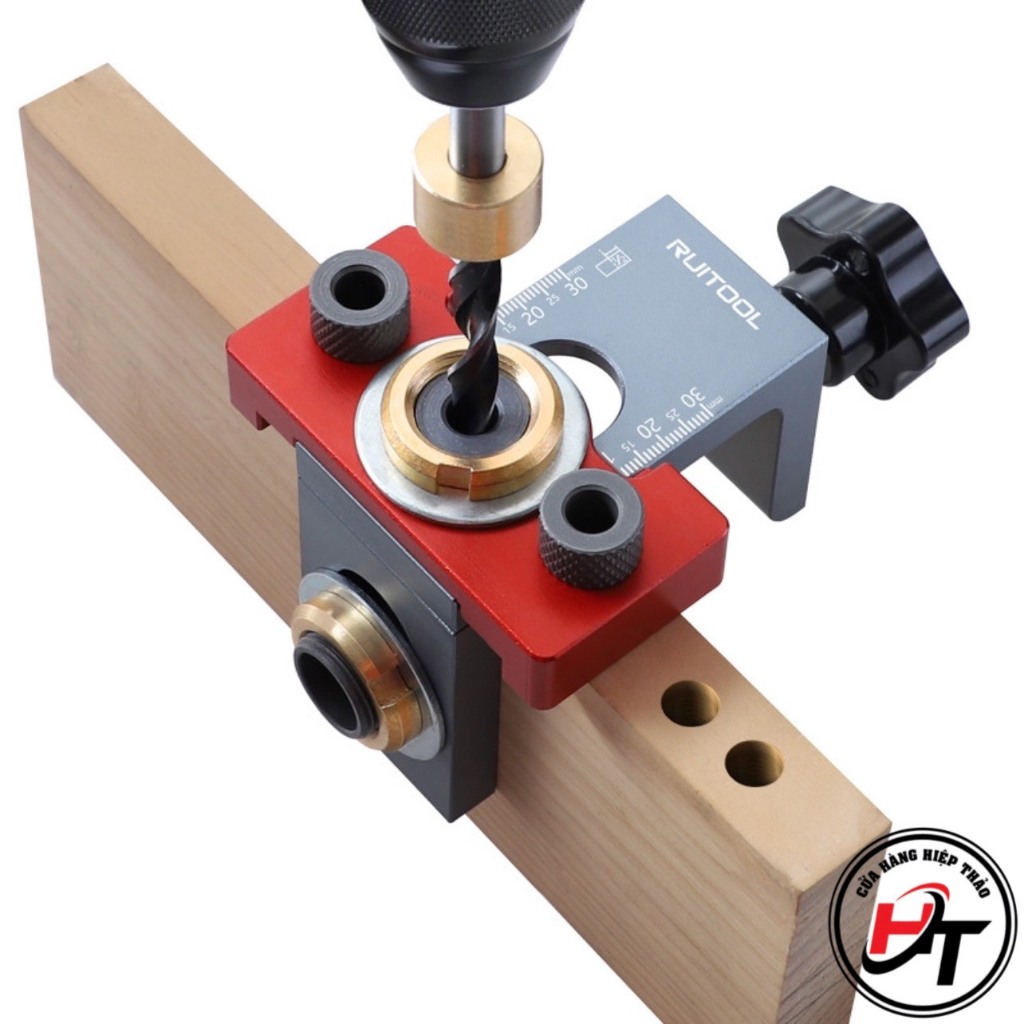 Bộ cữ khoan ốc cam liên kết chốt gỗ có vam kẹp và mũi khoan gỗ loại tốt BCKOC-DD