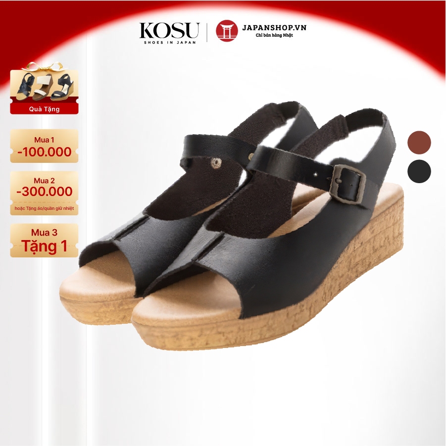 Dép sandal đế xuồng cao 4cm, xăng đan dáng sang mang nhẹ KOSU 92460 chính hãng Nhật Bản