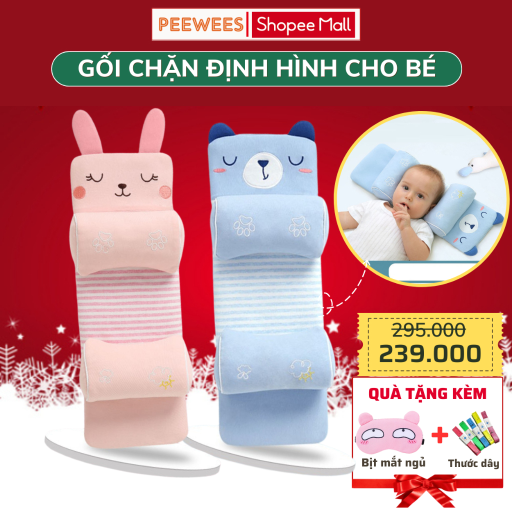 Gối chặn định hình đầu cho bé sơ sinh PeeWees, giúp định hình đầu, chống méo đầu bẹp đầu cho trẻ sơ sinh