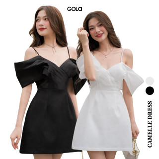 Đầm camelle - đầm xòe hai dây rớt vai