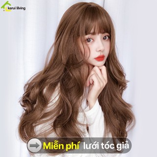 Tóc giả SALAY cả đầu dài uốn xoăn tự nhiên có mái phong cách tiểu thư sang trọng