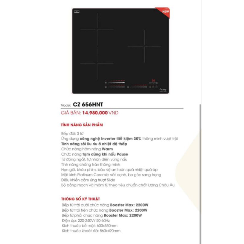 Bếp 3 từ Smaragd SI3-9999 - Bếp 3 từ Canzy 656 HNT bảo hành chính hãng 3 năm