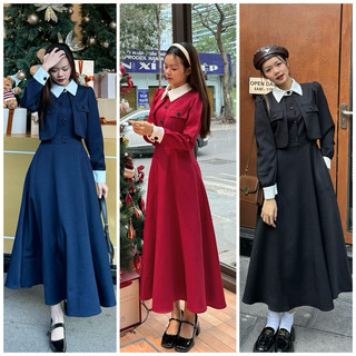 Váy maxi dạ phối cổ vạt ngực Hamyclothing
