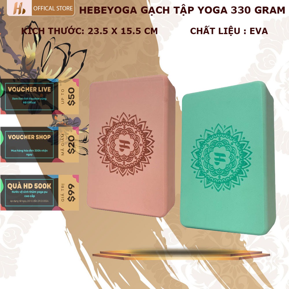Gạch Tập Yoga Hebeyoga Hoa Văn Mandala Khối Lượng 330gram Cao Cấp
