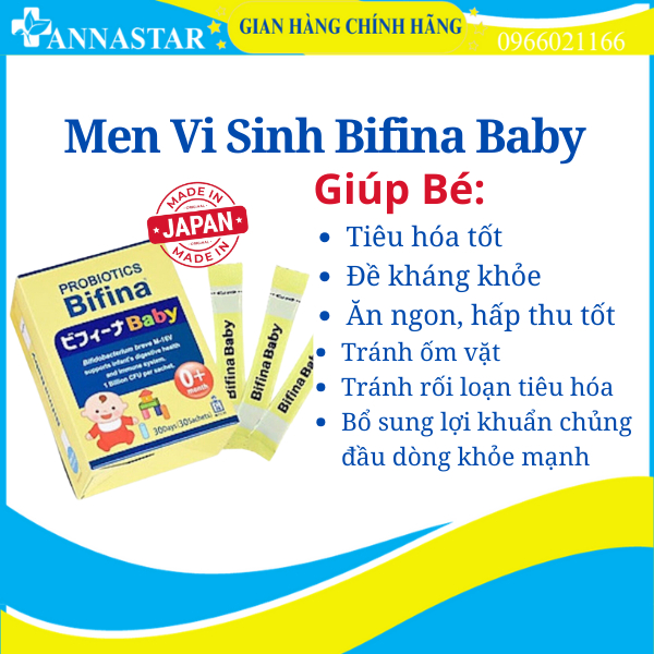 Men vi sinh Bifina Baby Nhật Bản - Lợi khẩn chiến binh cho trẻ sơ sinh Viêm da cơ địa, chàm sữa, dị ứng....