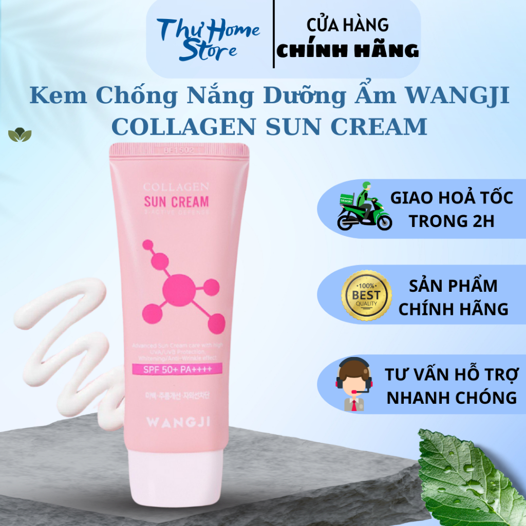Kem Chống Nắng Dưỡng Ẩm WANGJI COLLAGEN SUN CREAM SPF 50+ PA ++++ 50ml Hàn Quốc
