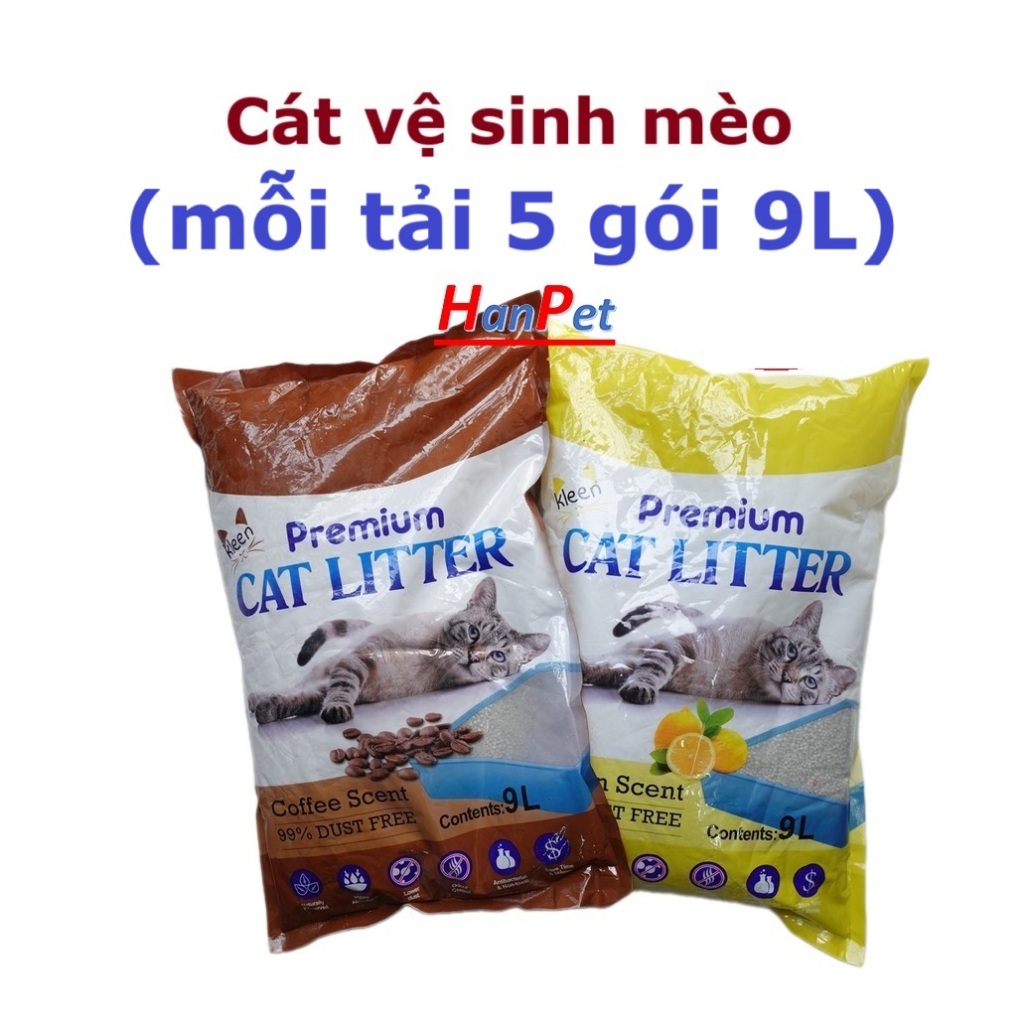 Tải 5 gói cát vệ sinh mèo Klean (mỗi gói 4kg = 9Lít)