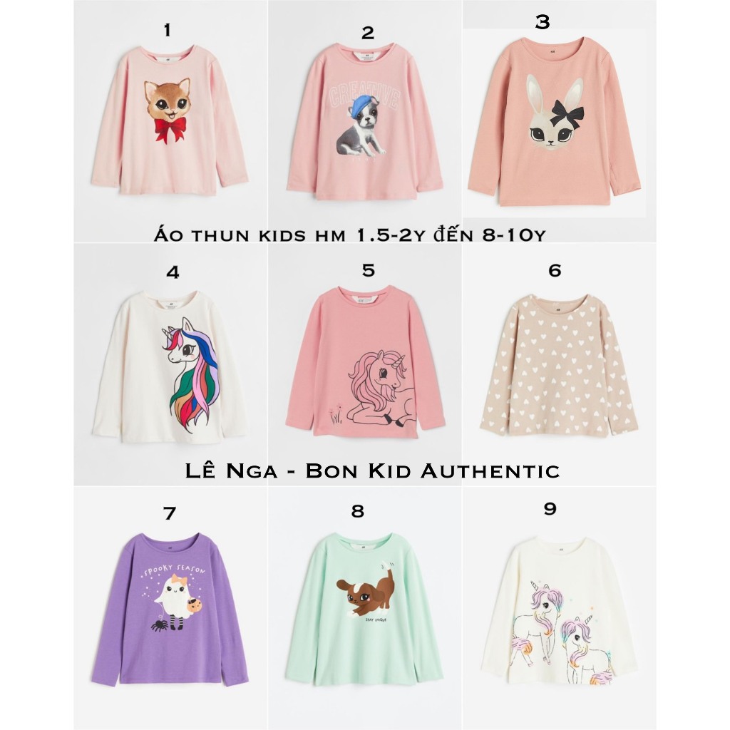 Áo thun kids HM Japan/US/UK chính hãng sz từ 1.5-2y đến 8-10y