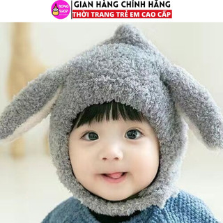 Mũ len lông cừu che tai siêu ấm và mềm cho bé 1-3t