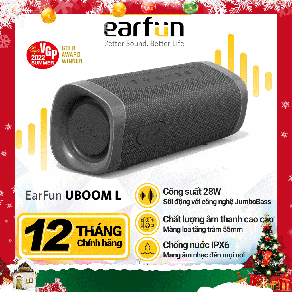 Loa bluetooth đi động EarFun UBOOM L Bluetooth 5.0, Chống nước IP67, Pin 16 giờ, Kết hợp 2 loa Stereo