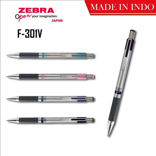 Bút Ký Vỏ Thép Zebra Chính Hãng F301V Ngòi 0.7mm - Bút Bi Bấm Zebra F301 Sang Trọng 0.7mm (Mực Xanh)