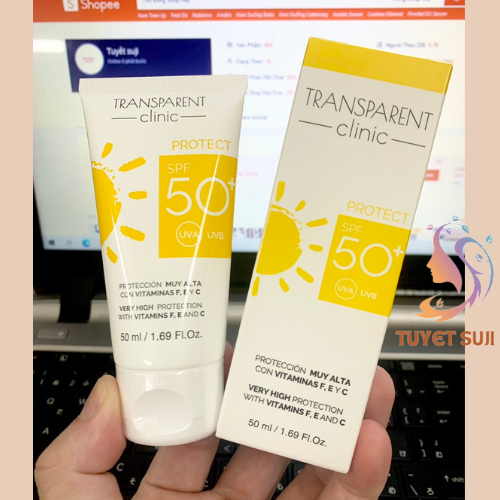 ( Mẫu mới date 2028 ) Nhũ Tương Chống Nắng Transparent Clinic Protect SPF 50+ 50ml
